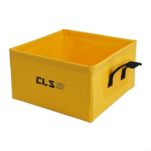 Quadratischer faltbarer Wassereimer (13 l) für Outdoor-Enthusiasten, einfach zu bedienen und zu tragen (gelb) von Honseadek