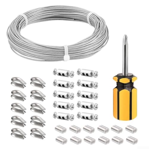 Rostbeständiges 304 Edelstahl-Drahtseil-Set zur Unterstützung von Pflanzen, Wäscheleinen und verschiedenen Outdoor-Projekten (30 Meter) von Honseadek