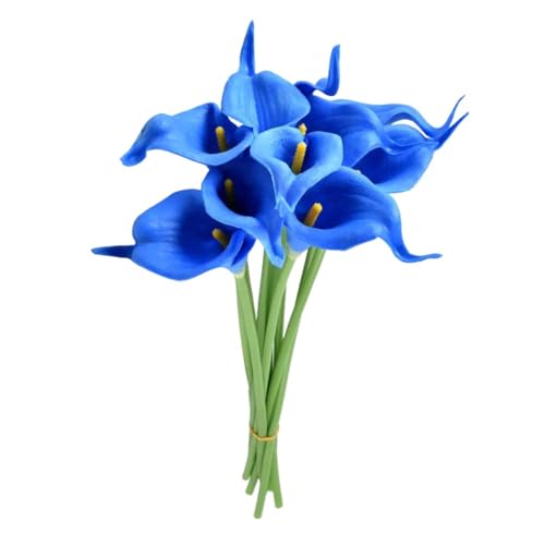 Schöne Calla-Lilien-Kunstblumen für Heimdekoration, 34 cm, schaffen atemberaubende Tafelaufsätze für jeden Anlass (Königsblau) von Honseadek