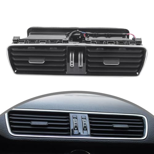 Schwarze Mittelkonsole Lüftungsgitter Armaturenbrett AC Outlet Lüftungsgitter Montage Kompatibel mit Passat B6 B7 2006-2011 3AD819728A Direktes Ersatzteil von Honseadek
