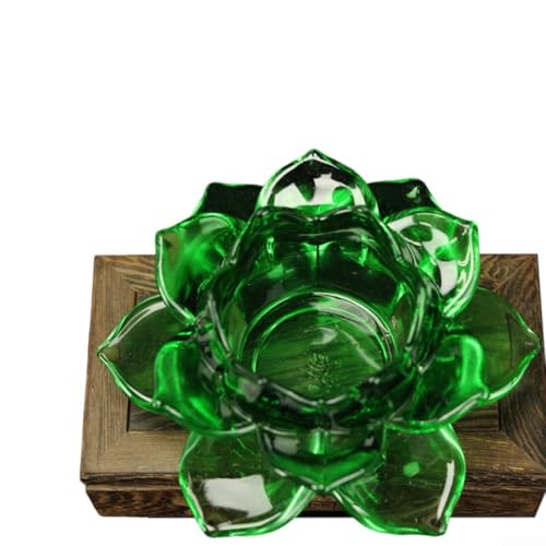 Schwebender Kerzenhalter in Lotusform, Glas, Teelichthalter, geeignet für spirituelle Rituale und zur Verbesserung der Wohnatmosphäre (grün)) von Honseadek