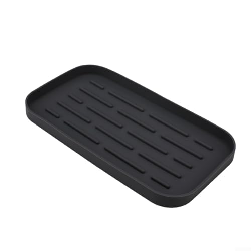 Silikon für Küchenspüle, Ablaufschale mit erhöhten Rillen für Luftzirkulation und Wasserablauf, Organizer für Schwämme, Bürsten und Seife (schwarz) von Honseadek