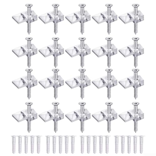 Spiegel-Aufhängeset, 20 Stück Spiegelhalter-Clips mit Glashalter-Clips für die Installation von Spiegeln an Schränken, Türen, Wänden von Honseadek