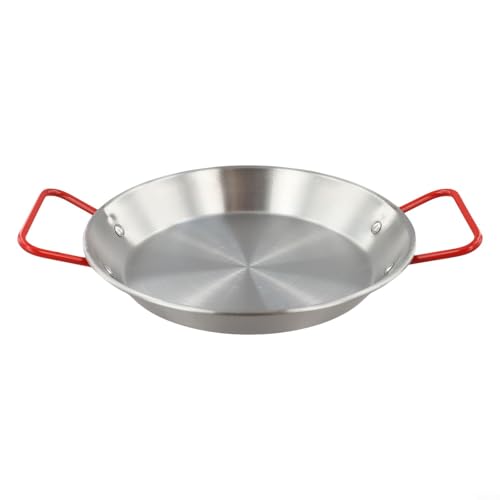 Und rostbeständige Edelstahl-Paella-Pfanne, Servierplatte, Topf, Wok-Tablett zum Kochen und Servieren in professionellen Küchen (22 cm) von Honseadek