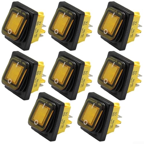 Wasserdichter Kippschalter, 4P, 15 A, Kippschalter für Boote, Wohnmobile und Autos, PA66-Material für verbesserte wasserdichte Leistung (gelb) von Honseadek