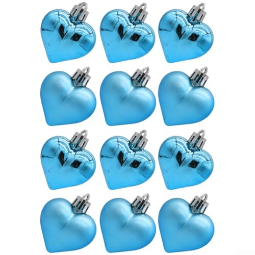 Weihnachtsschmuck-Set, 12 herzförmige hängende Kugeln für Bäume, Kränze und unvergessliche Feiern (blau) von Honseadek