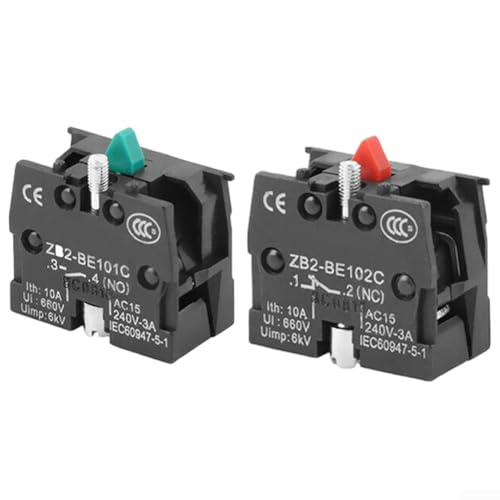 ZB2 BE101C BE102C Druckknopf-Joystick-Schalter, Nr. 10 A, 600 V, elektrisches Bedienfeld, silberfarbene Punktkontakte (ZB2-BE102C) von Honseadek
