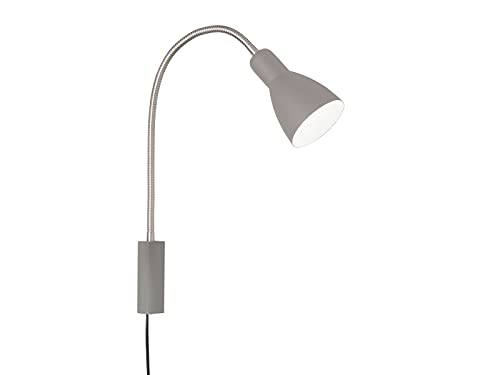 Flexible LED Leselampe & Bettleuchte Grau mit Kabel und Stecker - 2 in 1 Schwanenhals Wandspot von Honsel Beleuchtung