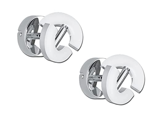 Ausgefallene LED Wandleuchte / Wandspot Donut im 2er Set, Chrom, Spot drehbar von Honsel