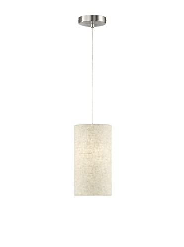 Fischer & Honsel | Pendelleuchte, Thor | nickelfarben matt| Stoffschirm| sandfarben Leinen| D: 16,00 cm | Ausladung Decke: 150,00 cm| 1x E27 max. 40,0 Watt | 60579, Silber von Fischer & Honsel