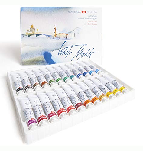 White Nights russische Künstler Aquarellfarben im Set mit 24 Farben à 10 ml in Tuben von Honsell