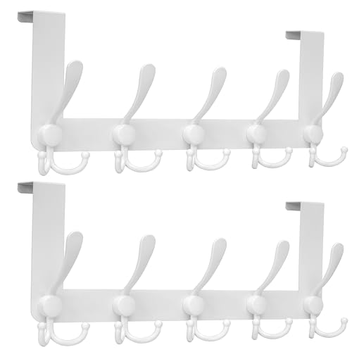 Honsky Türgarderobe -Metall, Türhakenleiste zum Einhängen,Türhaken, Türfalzstärken bis 2,1cm, Kleiderhaken Tür, Solide Türhaken zum Einhängen,weiß,2 Stück von Honsky