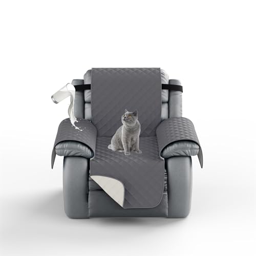 HonunG Armlehnenschoner, Sesselschoner Mit Armlehne,Sofaschutz, 1 Sitzer Sesselauflage,Sofa Chair Waterproof Sofa Protector,Anti-Rutsc Sesselbezug für Möbelschutz (Grau,Liege: 56 cm (22'')) von Honung