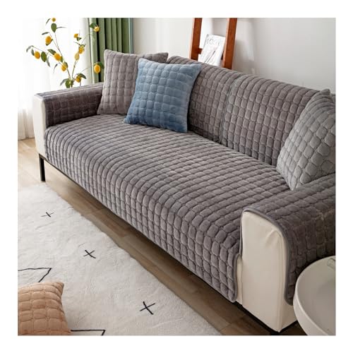 HonunG Couch Überzug,Sofa Überzug 1 2 3 4 Sitzer L Form Sofa Cover Sofa-Schutzhülle Ecksofa,Flanell Sofabezug Fühlt Sich Weich Anti-Rutsch-Design Sofa Auflage (Dunkelgrau,70×120cm) von HonunG