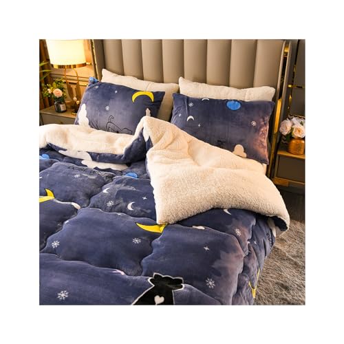 HonunG Dicke Bettdecke,Winter Steppdecke Dicker Lamm-Kaschmir, Decke, Flauschige Kaschmir-Steppdecken, Winterwarm, Bettdecke Baumwolle Winter Winter Warmer Lamm Samtkern (180x220cm 3kg,D) von HonunG