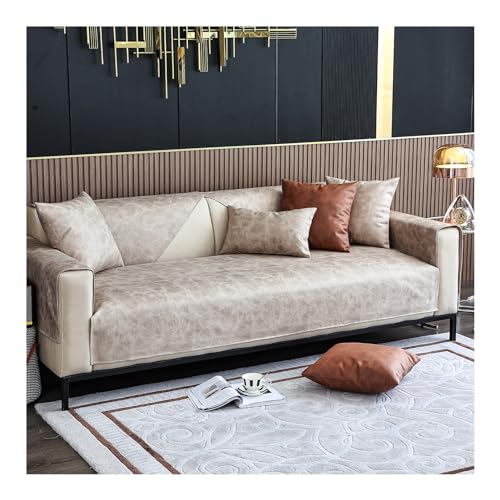 HonunG Kunstleder Sofabezug Sofaschoner Wasserdicht rutschfest 1 2 3 4 Sitzer,L Form Sofaüberwurf,Vintage Design Sofa Überzug Ecksofa Couch Überzug Sofa Überwurf (Beige,110×180cm) von HonunG