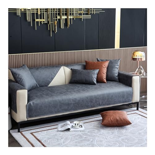 HonunG Kunstleder Sofabezug Sofaschoner Wasserdicht rutschfest 1 2 3 4 Sitzer,L Form Sofaüberwurf,Vintage Design Sofa Überzug Ecksofa Couch Überzug Sofa Überwurf (Dunkelgrau,70×150cm) von Honung