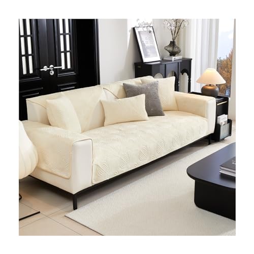 HonunG Samt Sofabezug L Form Sofa Überzug Sofadecken für Sitzfläche Sofaschoner rutschfest Waschbar 1 2 3 4 Sitzer Sofadecke rutschfest Couch Überzug Sofa Cover (Beige,70x70cm) von Honung