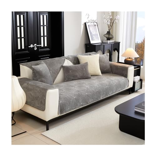 HonunG Samt Sofabezug L Form Sofa Überzug Sofadecken für Sitzfläche Sofaschoner rutschfest Waschbar 1 2 3 4 Sitzer Sofadecke rutschfest Couch Überzug Sofa Cover (Grau,45x45 Kissenbezug) von HonunG