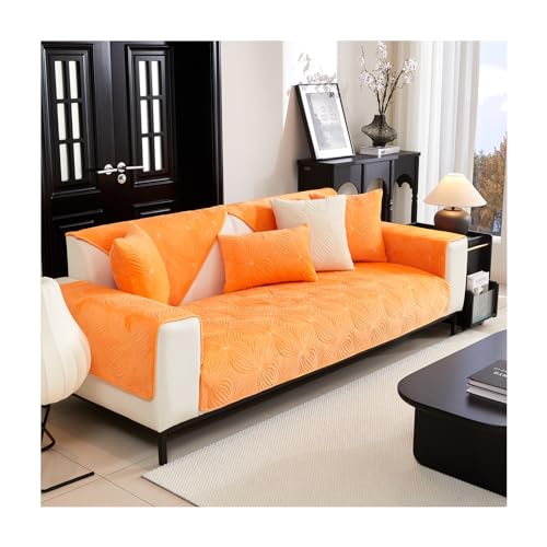 HonunG Samt Sofabezug L Form Sofa Überzug Sofadecken für Sitzfläche Sofaschoner rutschfest Waschbar 1 2 3 4 Sitzer Sofadecke rutschfest Couch Überzug Sofa Cover (Orange,70x120cm) von HonunG