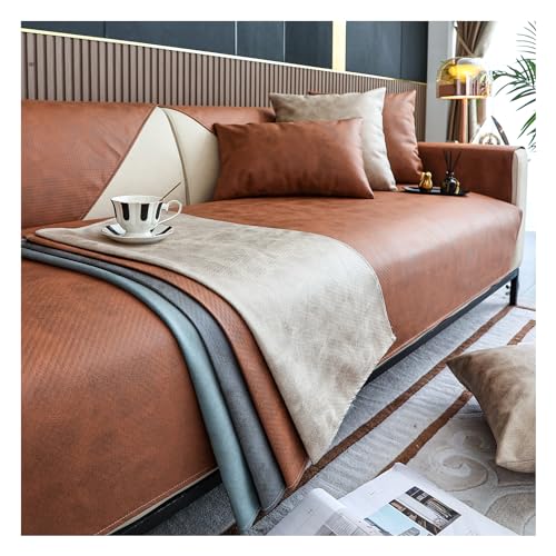 HonunG Sofa Überzug- für 1-4 Sitzer,Couch Überzug Kunstleder Sofaschoner rutschfest,Sofa Uberzug l Form Sofa Cover für Haushalte Sofa Überzug Ecksofa Sofaüberwurf (Braun,70×120cm) von Honung