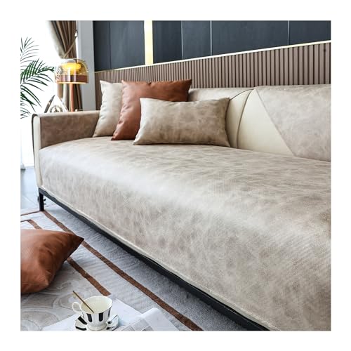 HonunG Sofabezug Ecksofa Kunstleder Sofaschoner Wasserdicht rutschfest 3 4 2 1 Sitzer,L Form Sofaüberwurf,Hund Katze Sofa Überzug Ecksofa Sofa Überwurf Couch Überzug (Beige,110×210cm) von HonunG