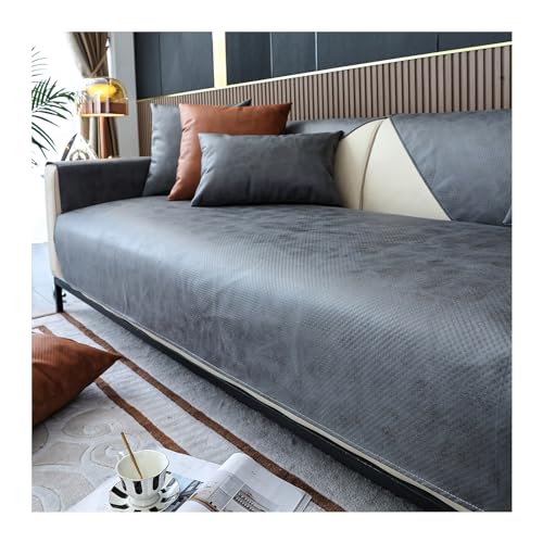 HonunG Sofabezug Ecksofa Kunstleder Sofaschoner Wasserdicht rutschfest 3 4 2 1 Sitzer,L Form Sofaüberwurf,Hund Katze Sofa Überzug Ecksofa Sofa Überwurf Couch Überzug (Dunkelgrau,110×210cm) von HonunG