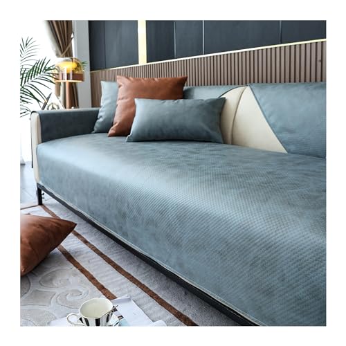 HonunG Sofabezug Ecksofa Kunstleder Sofaschoner Wasserdicht rutschfest 3 4 2 1 Sitzer,L Form Sofaüberwurf,Hund Katze Sofa Überzug Ecksofa Sofa Überwurf Couch Überzug (Grau Blau,30×50cm Kissenbezug) von Honung