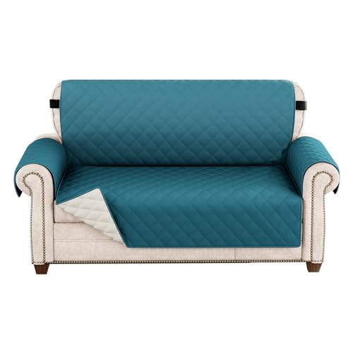 Sofa Überzug 1 2 3 4 Sitzer, Wasserdicht Sofabezug, Sessel Überzug, Sofaschoner rutschfest, Wende Sofa Cover,Sofaschutz Mit Gummiband für Hunde, Haustiere, Kinder (Blau,2 Sitzer) von HonunG