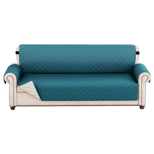 Sofa Überzug 1 2 3 4 Sitzer, Wasserdicht Sofabezug, Sessel Überzug, Sofaschoner rutschfest, Wende Sofa Cover,Sofaschutz Mit Gummiband für Hunde, Haustiere, Kinder (Blau,3 Sitzer) von HonunG