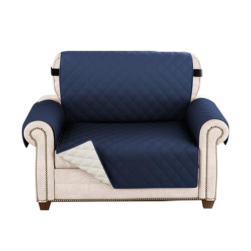 Sofa Überzug 1 2 3 4 Sitzer, Wasserdicht Sofabezug, Sessel Überzug, Sofaschoner rutschfest, Wende Sofa Cover,Sofaschutz Mit Gummiband für Hunde, Haustiere, Kinder (Navy Blau,1 Sitzer) von HonunG