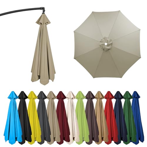6-Rippen/8-Rippen Rund Ersatztuch, 2M/2.7M/3M Sonnenschirm Bespannung, UV 50+ Patio Umbrella Cloth Cover Für Garten Terrasse Hof Strand Pool Markt Tisc (3m-8 Streben,Taupe) von HonunGron