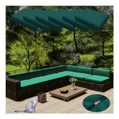 HonunGron 6 Stück Sofa Sitzkissenbezug Wasserdichter Mit Reißverschluss,Outdoor Sitzgruppe Sofasitzbezug Sofakissen-Schonbezüge für Garten,Terrasse Ecksofa Gartengarnitur (50 * 45cm,Türkis) von HonunGron