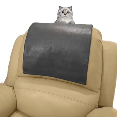 HonunGron Kunstleder Sofa Möbelschutz, Liegestuhl Kopfstütze Protector Kopfstützenbezug für Liegestuhl, Rutschfester Kopfstützenbezug für Möbel, Kopfstützenbezug für Sessel (Grau) von HonunGron