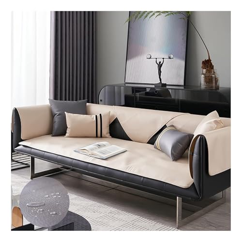 HonunGron Leder Sofabezug 1 2 3 4 Sitzer, rutschfest Sofa Überwurf, Universelle Wasserdicht L Form Sofa Abdeckung, Sofaüberwurf Sofaschoner für Hunde, Katzen, Haustiere (Beige,60x150cm) von HonunGron