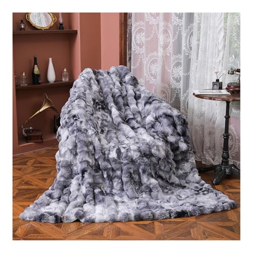HonunGron Plüsch Kuscheldecke Flauschig Decke, Super Weiche Wohndecke Dick Fuzzy Bettdecken 1000 G/M² Kaninchen Kunstfell Decke Felldecke Warme Überwurfdecke für Couch Bett Sofa (Grau,160 x 200cm) von HonunGron