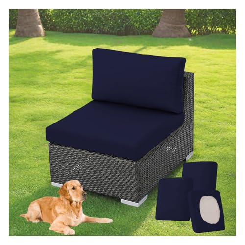 HonunGron Sitzkissenbezug Gartenmöbel Lounge Sitzkissen Bezüge Couch für Rattanmöbel Terrasse, Balkon & Lounge Schützender Ersatz-Kissenbezug für Sitzpolster (Marine Blau,3PC Länge 50-65cm) von HonunGron