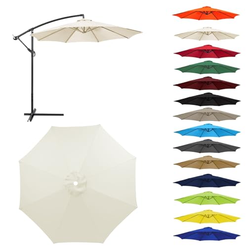 HonunGron Sonnenschirm Ersatzbezug 2.0/2.3/2.5/2.7/3.0m 6/8 Streben, UV-Schutz Ampelschirm Bezug Dicker Und Starke, Für Outdoor Terrassenschirm Strandschirm Sonnenschirm (2.5m-6 Streben,Beige) von HonunGron