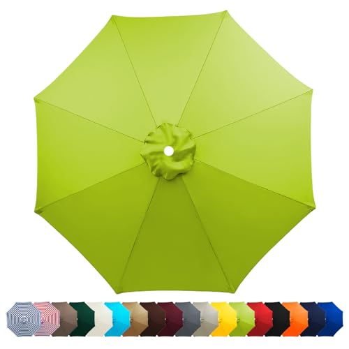 HonunGron Sonnenschirm Ersatzbezug 2M/2.3M/2.5M/2.7M/3M 6 Streben/8 Streben,UV 50+ Patio Umbrella Cloth Cover Sonnenschirm Strand Garten Runden Sonnenschirm Ersatzteile (8 Streben-3m,Gras Grün) von HonunGron