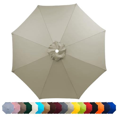 HonunGron Sonnenschirm Ersatzbezug 2M/2.3M/2.5M/2.7M/3M 6 Streben/8 Streben,UV 50+ Patio Umbrella Cloth Cover Sonnenschirm Strand Garten Runden Sonnenschirm Ersatzteile (8 Streben-3m,Taupe) von HonunGron