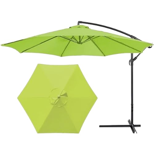 HonunGron Sonnenschirm Ersatzbezug 2M/2.7M/3M+8 Rippen/6 Rippen,Anti-Ultraviolett Patio Umbrella Cloth Cover Strand Terrasse Garten Runden Sonnenschirm Ersatzteile (6 Rippen-3m(9.8ft),Gras-Grün) von HonunGron