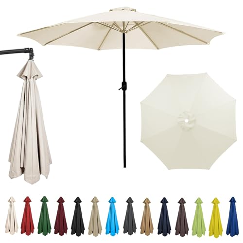 HonunGron Sonnenschirm Ersatzbezug 2m/2.7m/3m 6 Streben/8 Streben,Anti-UV Patio Umbrella Cloth Cover Sonnenschirm Stabil Strand Terrasse Garten Sonnenschirm Ersatzteile (2.7m 6 Ribs,Beige) von HonunGron