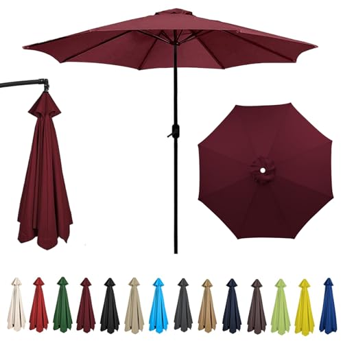 HonunGron Sonnenschirm Ersatzbezug 2m/2.7m/3m 6 Streben/8 Streben,Anti-UV Patio Umbrella Cloth Cover Sonnenschirm Stabil Strand Terrasse Garten Sonnenschirm Ersatzteile (3m 8 Ribs,Dunkel Rot) von HonunGron