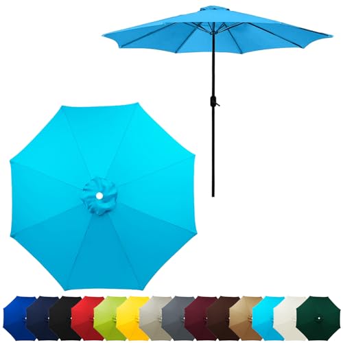 HonunGron Sonnenschirm Ersatzbezug 2m/2.7m/3m 8 Rippen/6 Rippen,Anti-Ultraviolett Patio Umbrella Cloth Cover,Ersatzschirm Ersatztuch Regenschirm Ersatz Stoff (6 Ribs-2.7m(8.8ft),Blau) von HonunGron