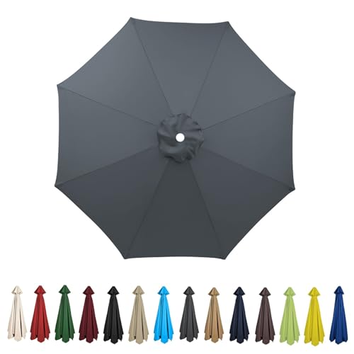 HonunGron Sonnenschirm Ersatzbezug 2m/2.7m/3m 8 Streben/6 Streben,Anti-Ultraviolett Patio Umbrella Cloth Cover Sonnenschirm Strand Garten Runden Sonnenschirm Ersatzteile (2m-6 Streben,Grau) von HonunGron