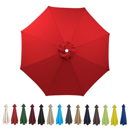 HonunGron Sonnenschirm Ersatzbezug 2m/2.7m/3m 8 Streben/6 Streben,Anti-Ultraviolett Patio Umbrella Cloth Cover Sonnenschirm Strand Garten Runden Sonnenschirm Ersatzteile (2m-6 Streben,Rot) von HonunGron