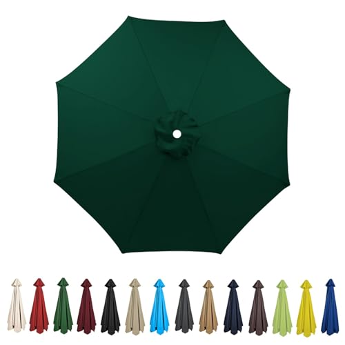 HonunGron Sonnenschirm Ersatzbezug 2m/2.7m/3m 8 Streben/6 Streben,Anti-Ultraviolett Patio Umbrella Cloth Cover Sonnenschirm Strand Garten Runden Sonnenschirm Ersatzteile (3m-6 Streben,Dunkelgrün) von HonunGron