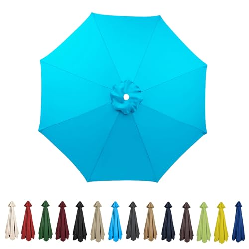 HonunGron Sonnenschirm Ersatzbezug 2m/2.7m/3m 8 Streben/6 Streben,Anti-Ultraviolett Patio Umbrella Cloth Cover Sonnenschirm Strand Garten Runden Sonnenschirm Ersatzteile (3m-8 Streben,Blau) von HonunGron