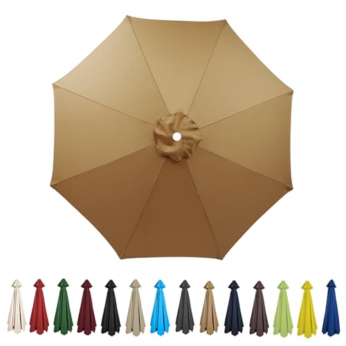 HonunGron Sonnenschirm Ersatzbezug 2m/2.7m/3m 8 Streben/6 Streben,Anti-Ultraviolett Patio Umbrella Cloth Cover Sonnenschirm Strand Garten Runden Sonnenschirm Ersatzteile (3m-8 Streben,Khaki) von HonunGron