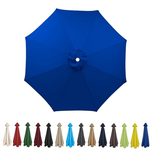 HonunGron Sonnenschirm Ersatzbezug 2m/2.7m/3m 8 Streben/6 Streben,Anti-Ultraviolett Patio Umbrella Cloth Cover Sonnenschirm Strand Garten Runden Sonnenschirm Ersatzteile (3m-8 Streben,Königsblau) von HonunGron